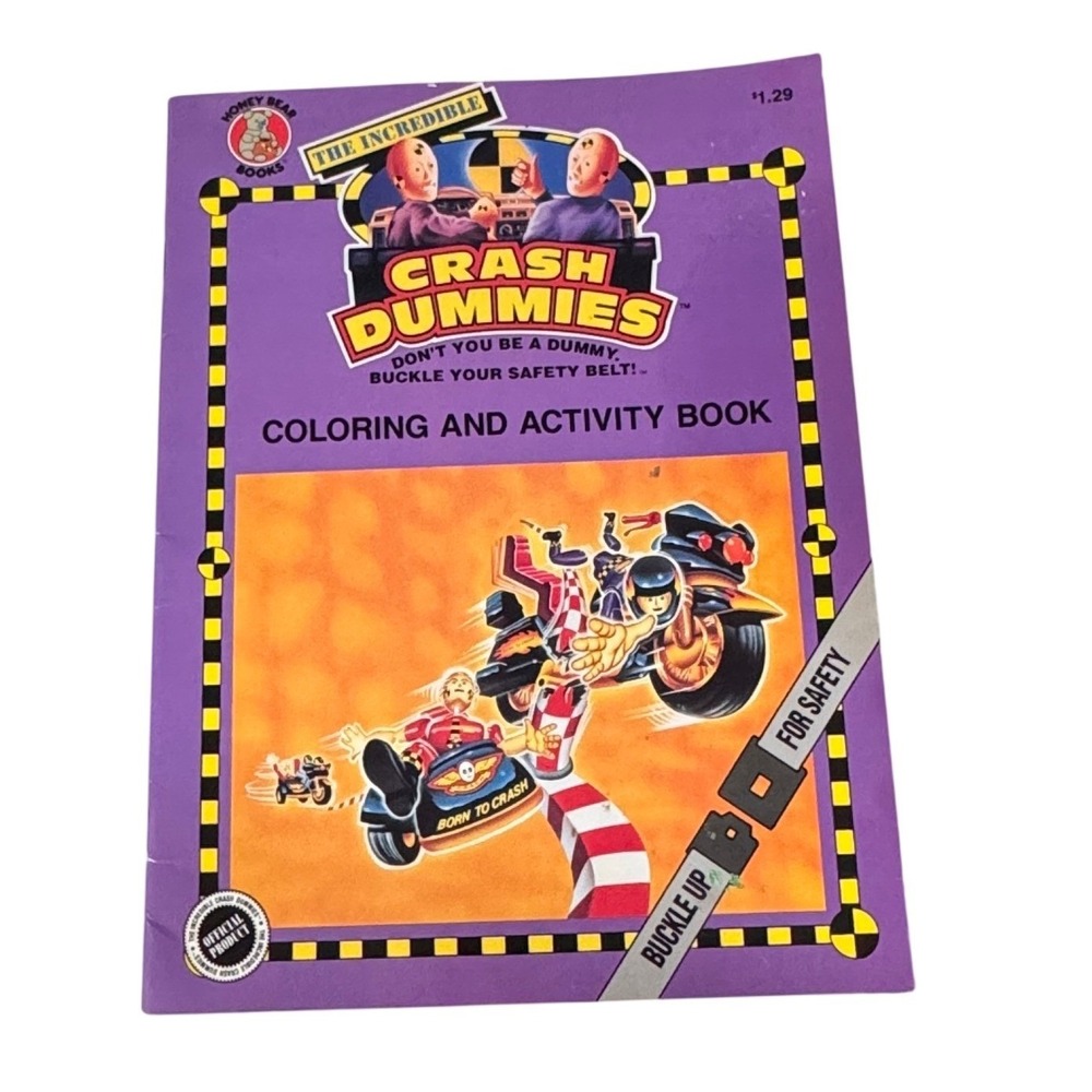 Vintage 1992 The Incredible Crash Dummies Coloring and Activity Book Tyco Modern